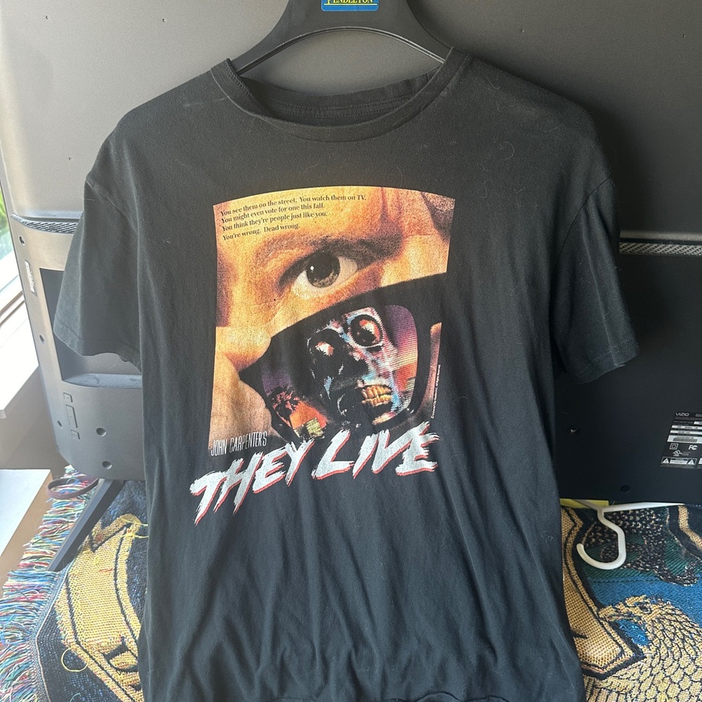 Black 'They Live' Graphic T-Shirt. 80s horror, John Carpenter